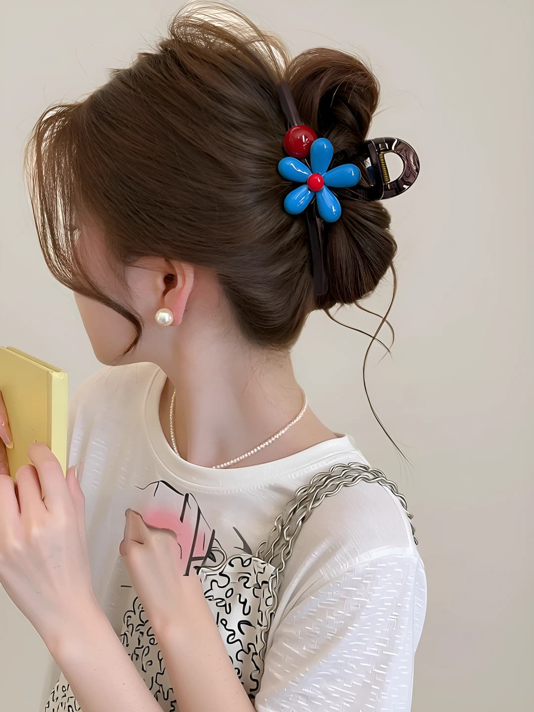 6# Blue small flowers brown ~12.5 cm