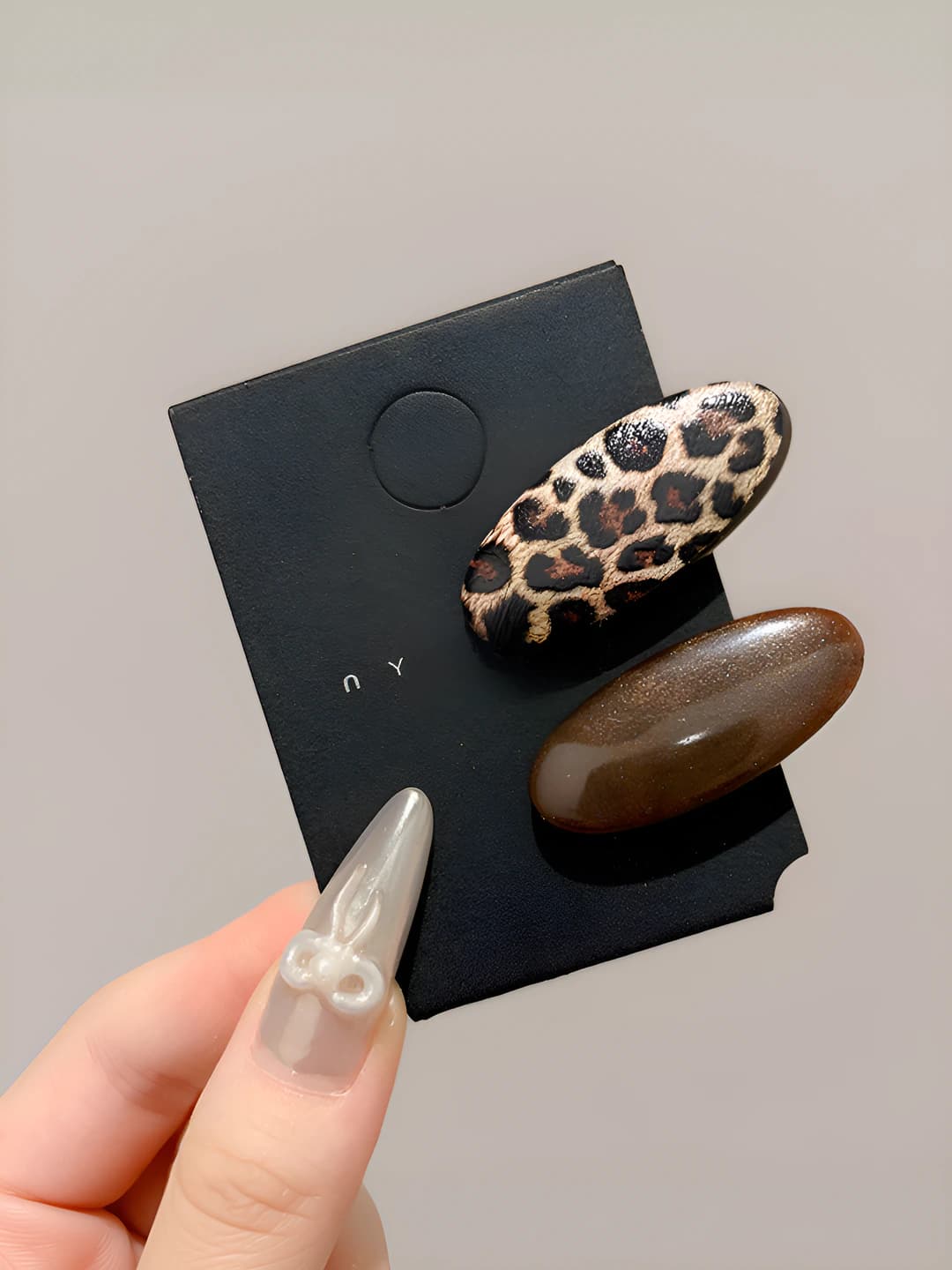 2# Kofe rangli leopard 2 to'plam - 4cm