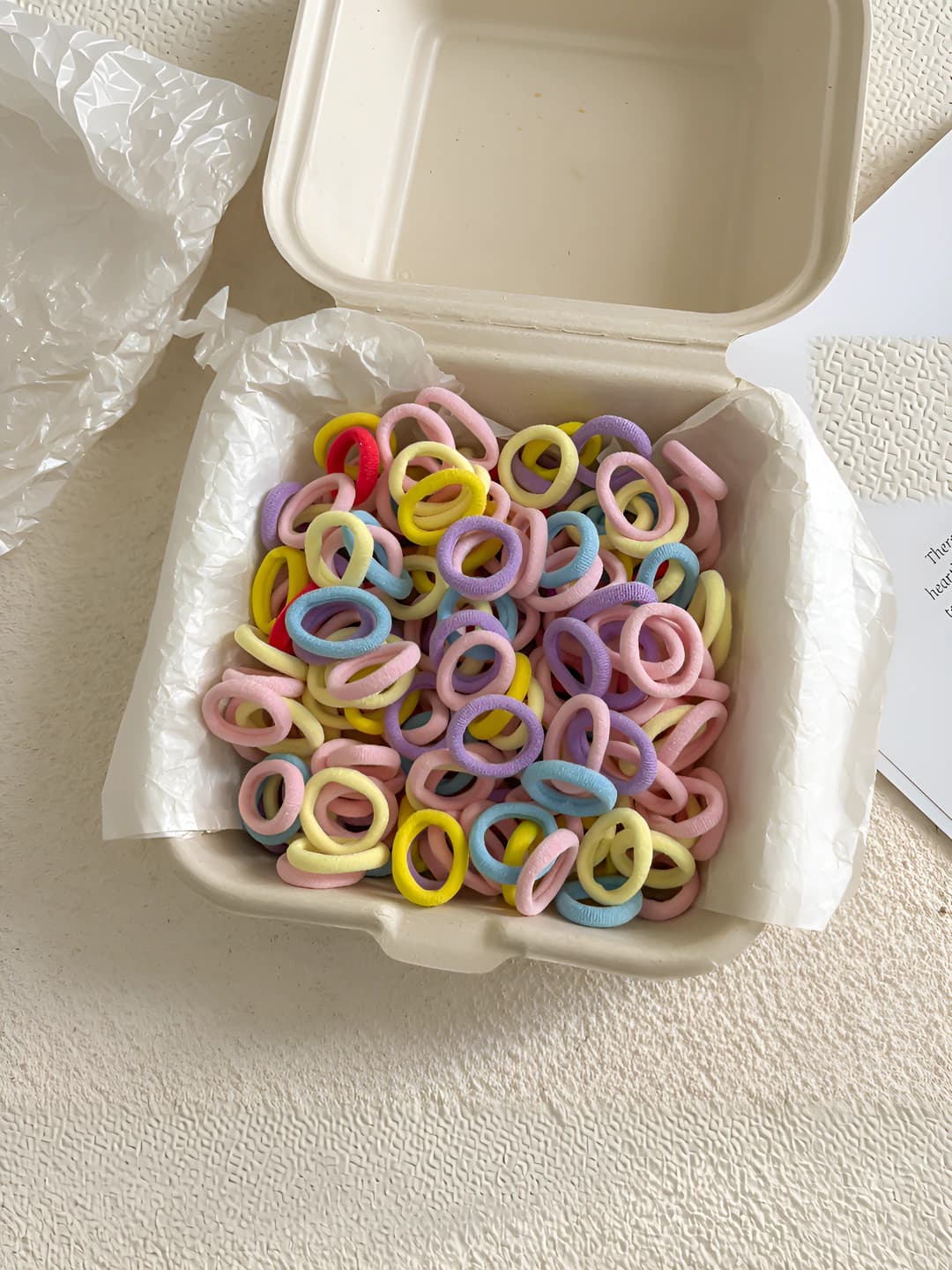 Dark candy-colored hair ties - 200 pcs (bagged)