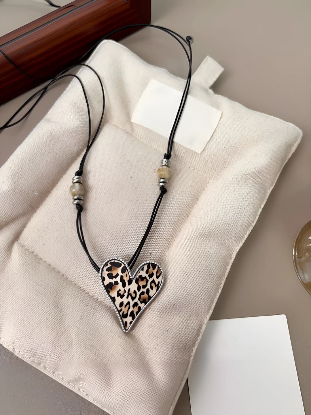 Leopard heart necklace B