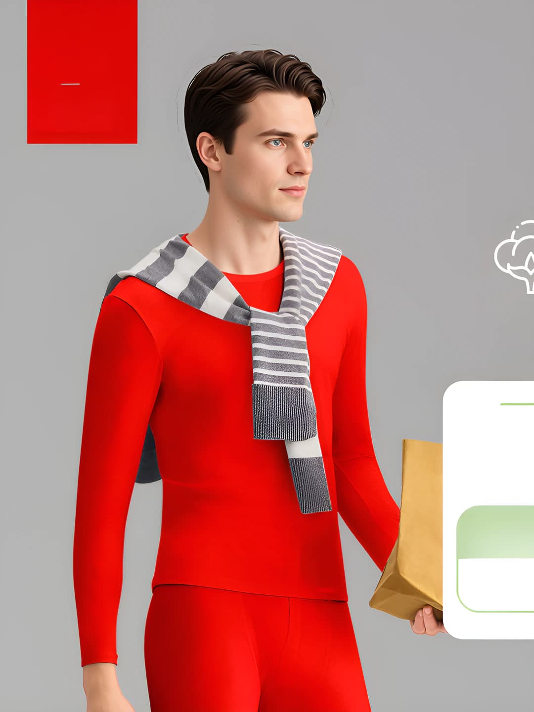 Men's top, Chinese red