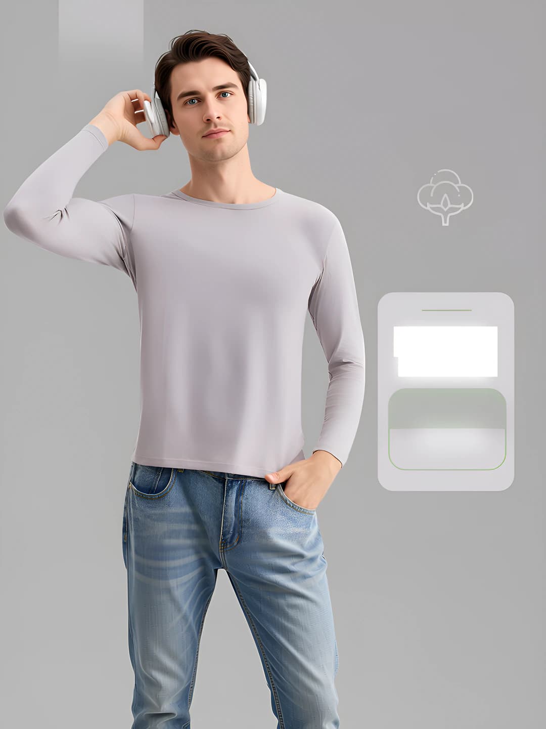Men's top, light grey