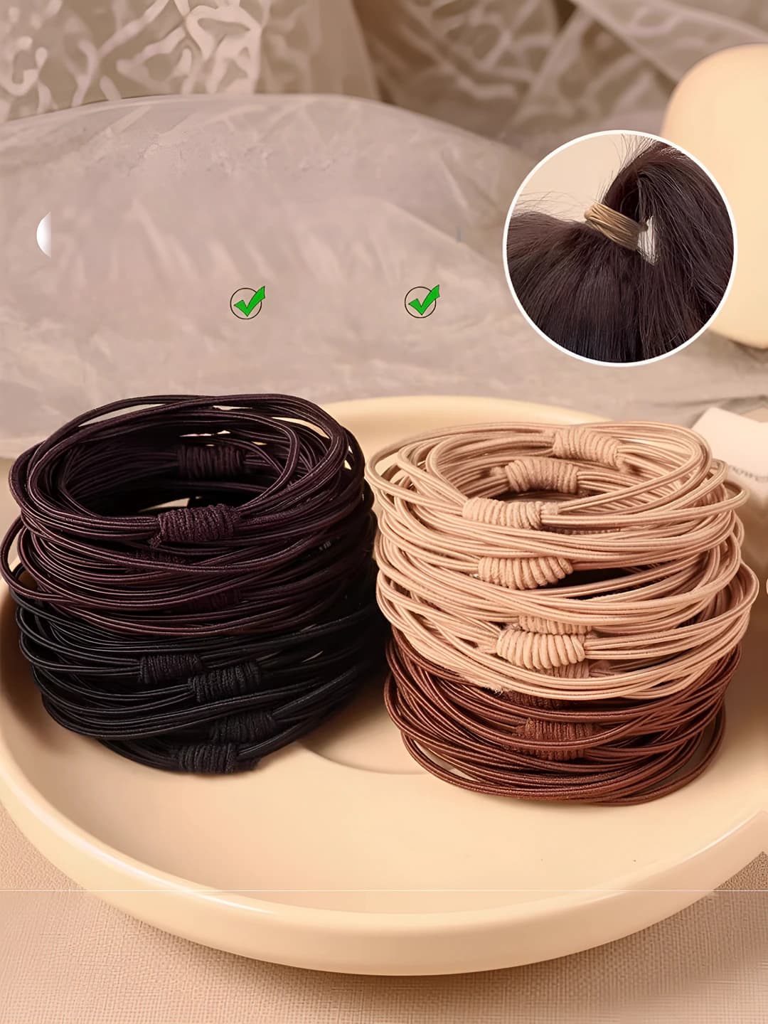 Women's hair ties in Korean style, high stretch, for thick hair, 2026