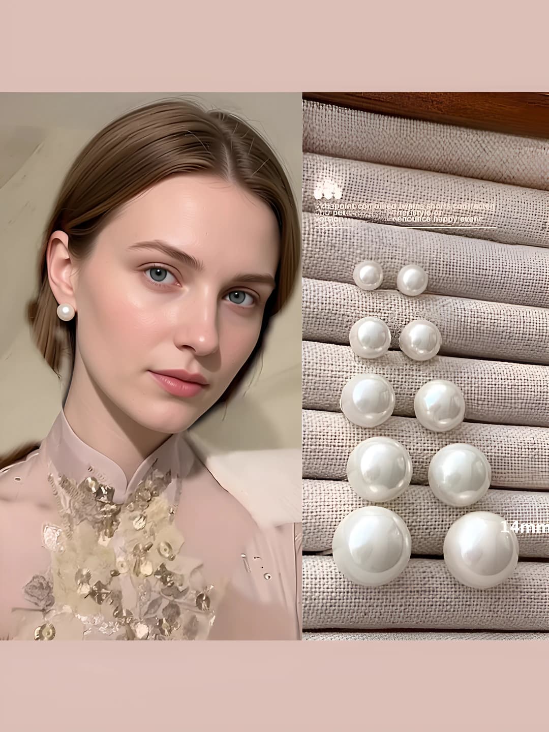 Women's geometric pearl stud earrings, 8-12mm pearl, 925 silver post, light luxury style