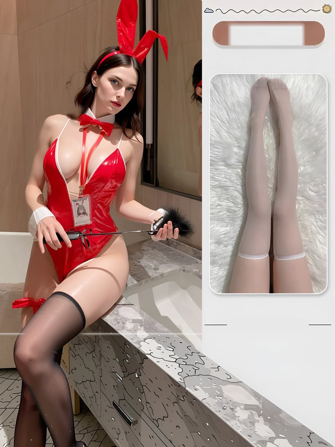 Red + white seamless socks