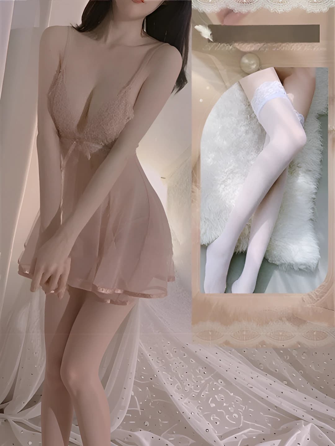 Light pink (Nightgown + T-briefs + White tights)