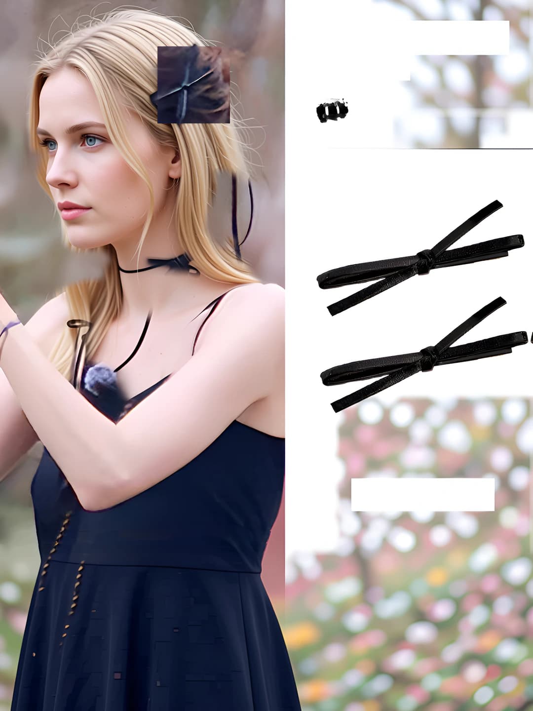 Women's leather bow hair clip handmade in Korean style