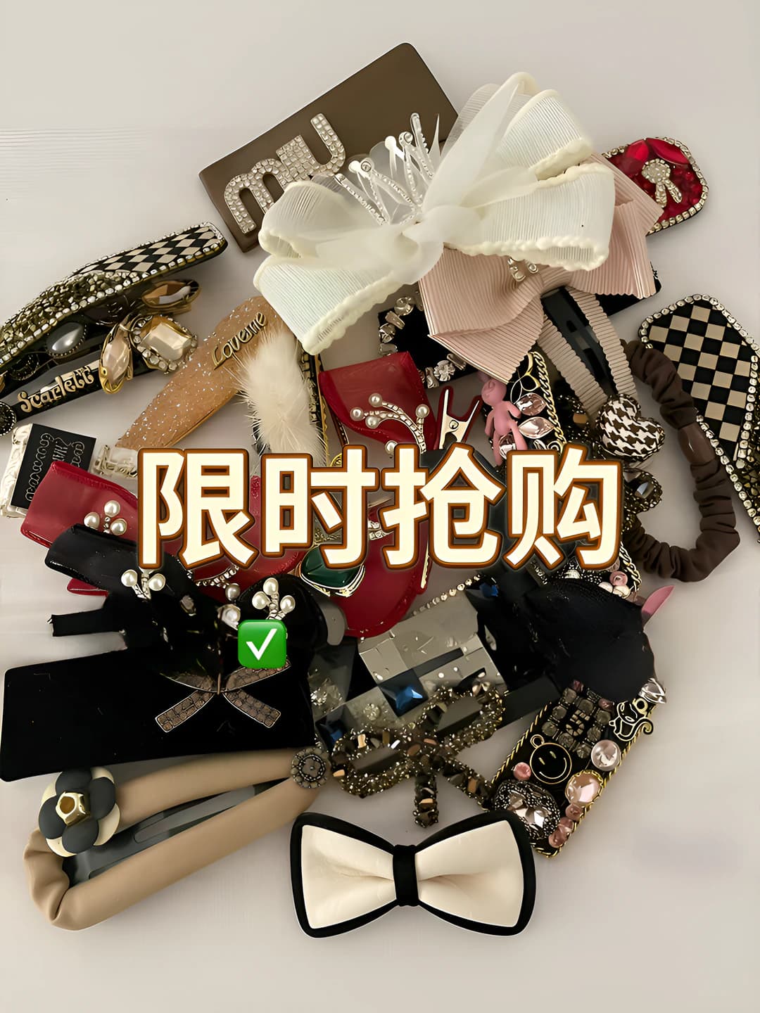 Women's hair clips and combs: mixed material, handmade, triangle design element, chanel style hair clip