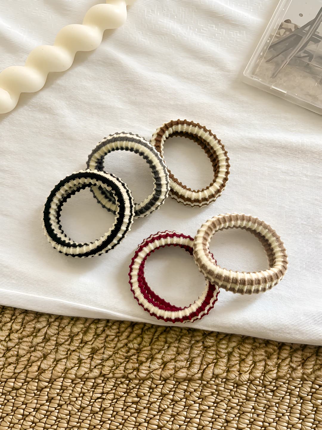 Multicolour striped hair ties 5 pcs