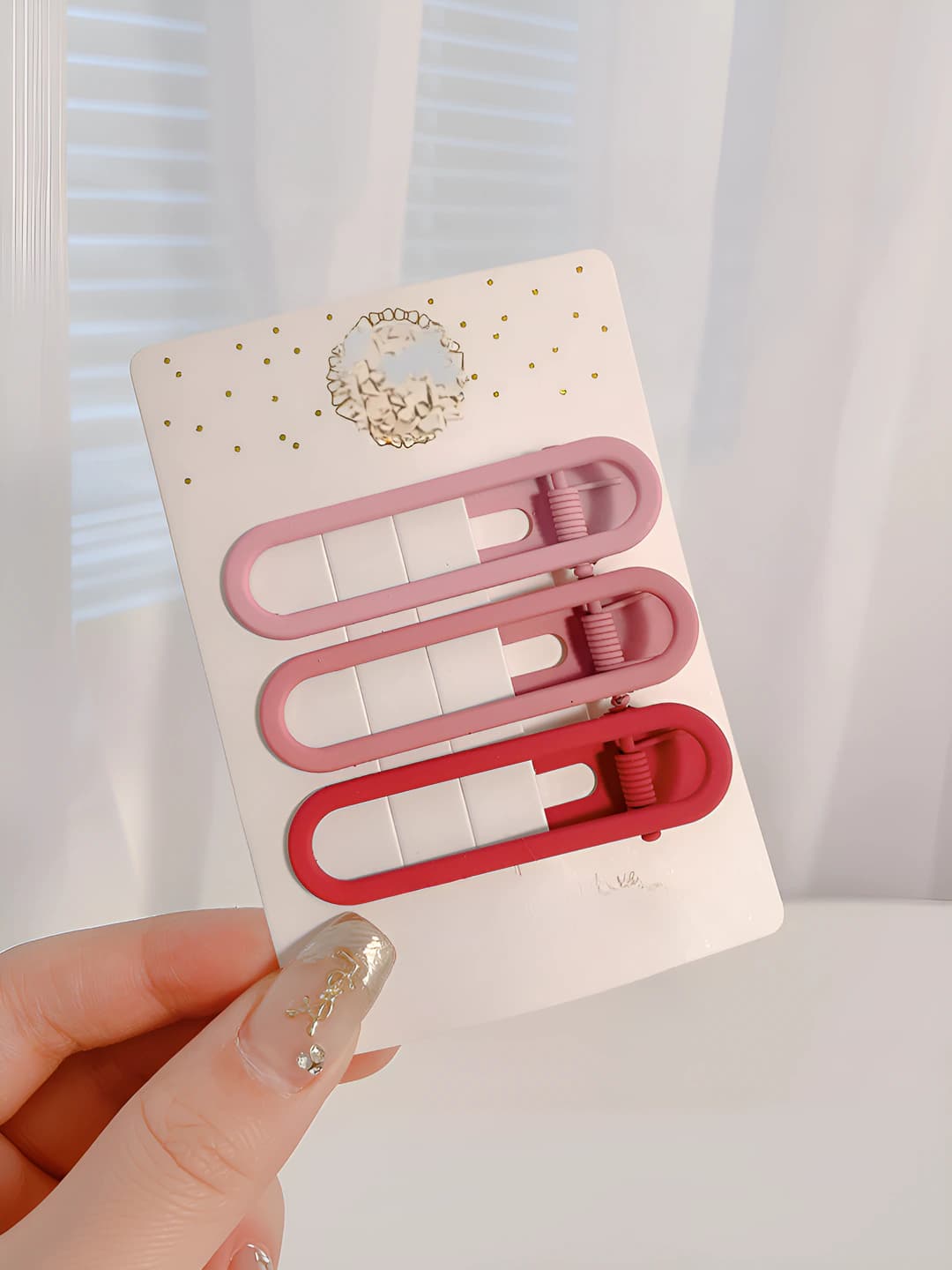 Pink gradient 3-piece hair clip set 6 cm