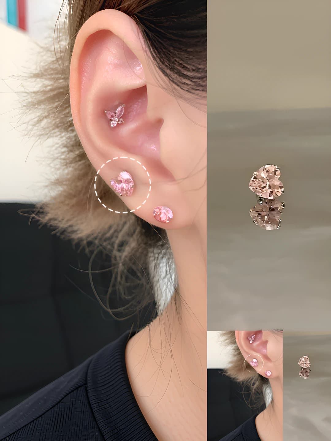 Розовый 7mm сердце 1 шт