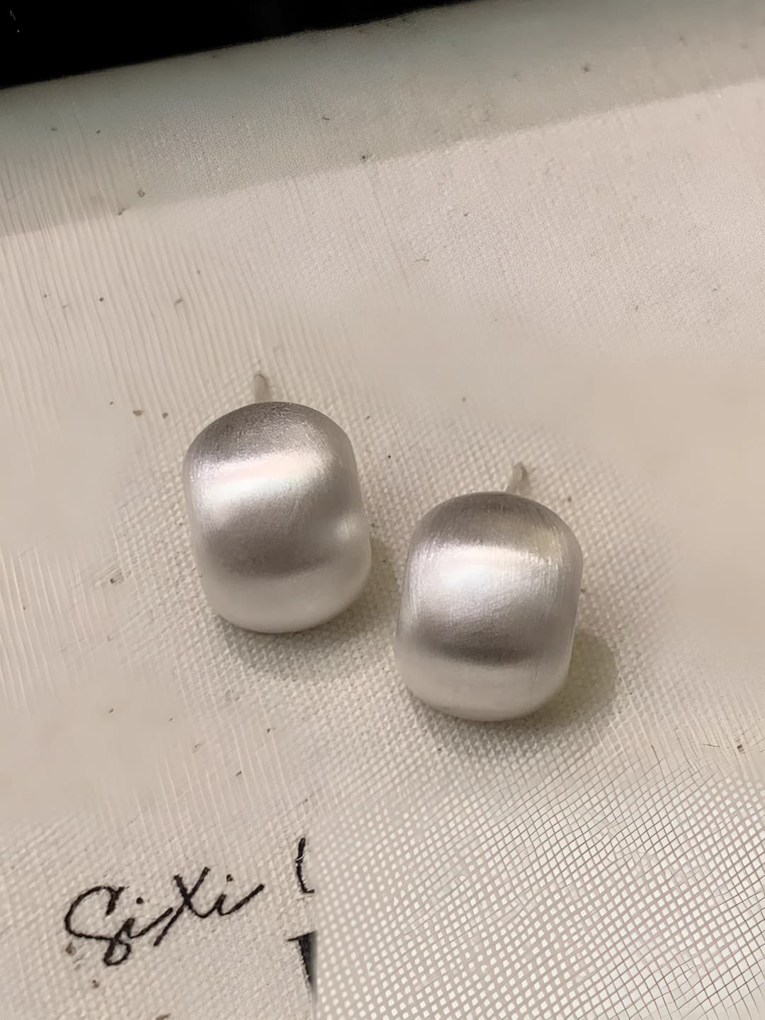 Brushed egg earrings (silver)