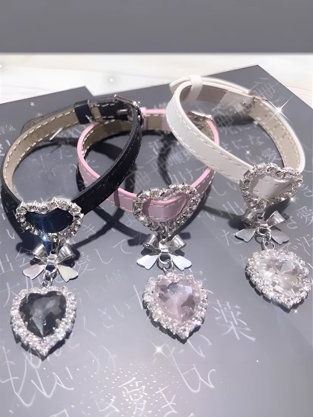 Women's rhinestone heart costume bracelet, Y2K style, ribbon and bow design