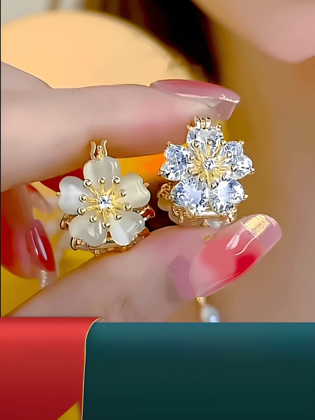 Женские серьги с 925 серебряным штифтом, двусторонние, цветочные, корейский стиль, сладкий и изысканный элемент дизайна