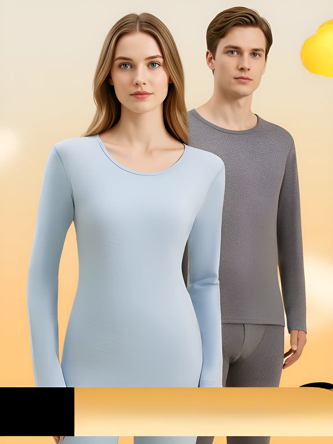 Women's thermal underwear set: wool, fleece-lined, thickened, 260g, long sleeve, trousers, crew neck, solid colour