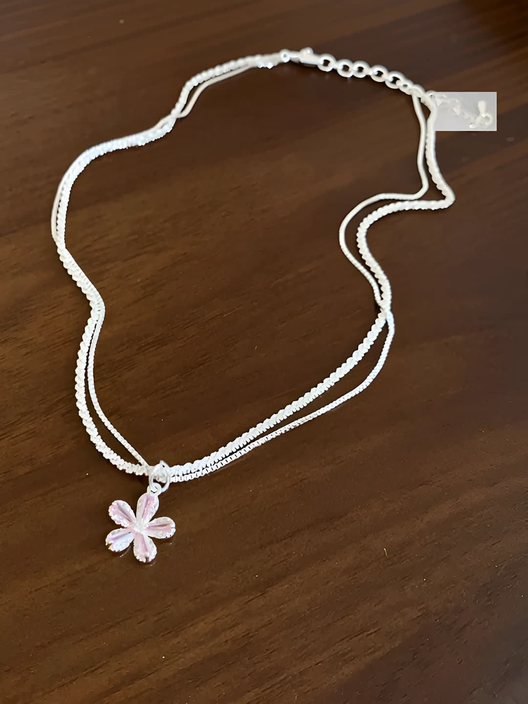 Necklace - Silver - Pink