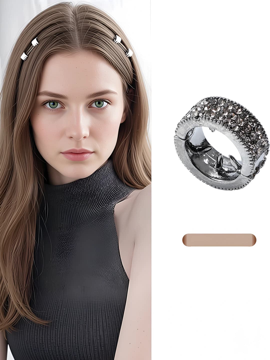 2# Qora metall soch to'qovchi, ~1.5 sm