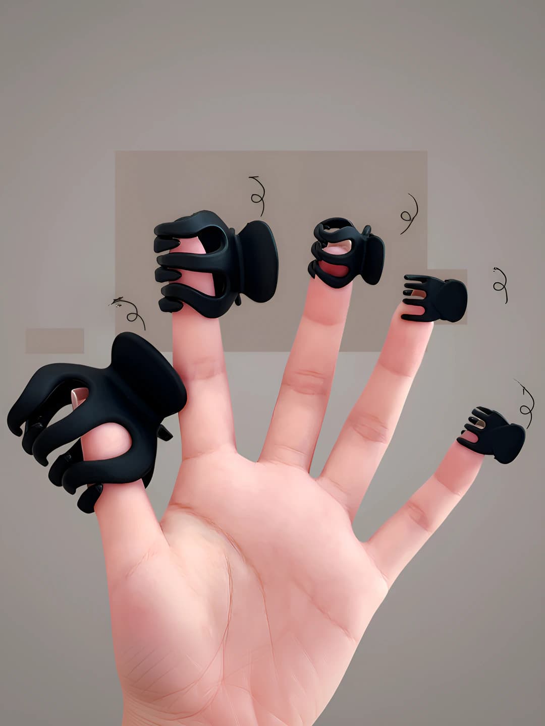 Women's small black pumpkin-shaped hair clip (claw clip)