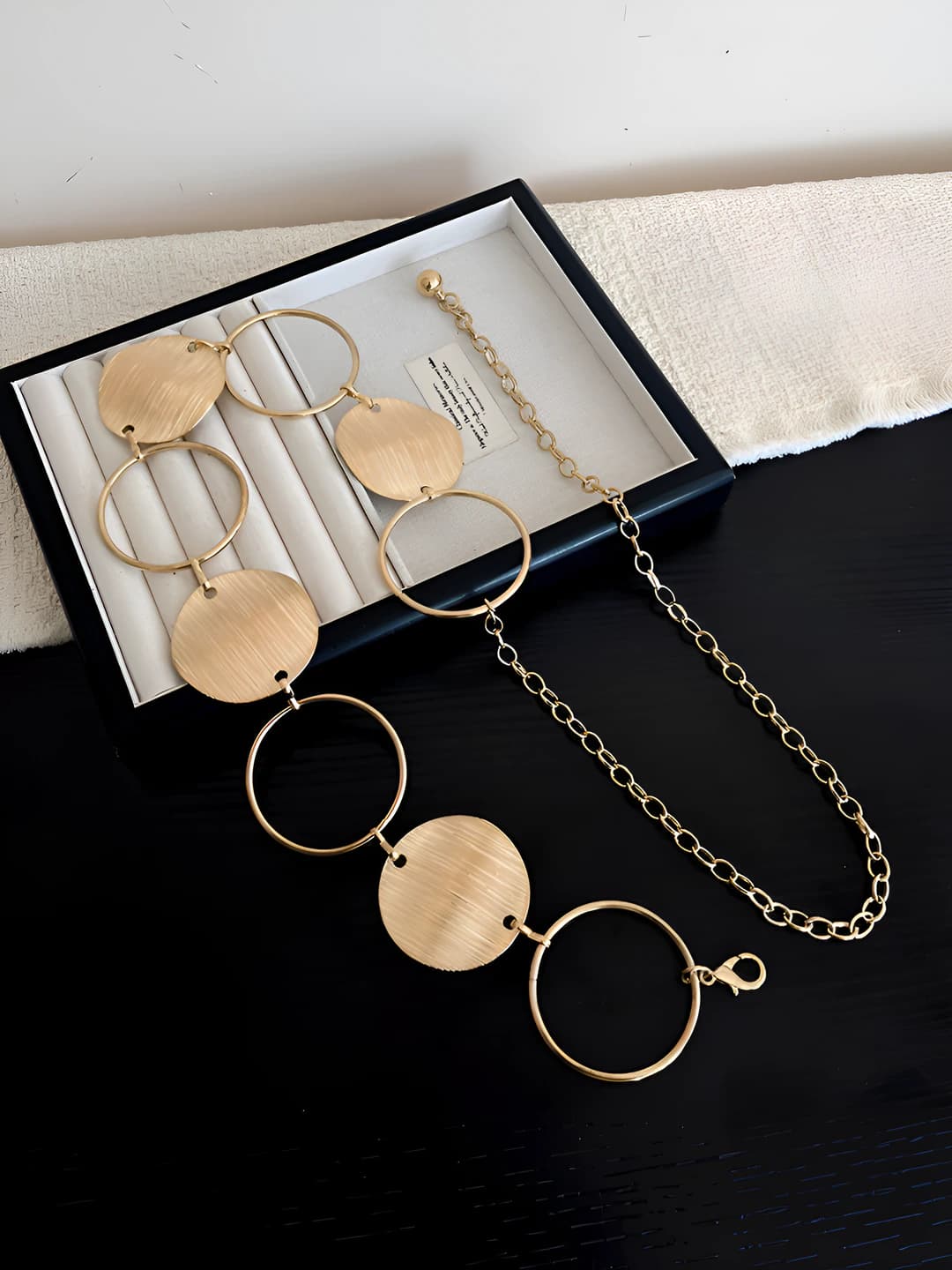 Gold metal insert round belt - 109 cm