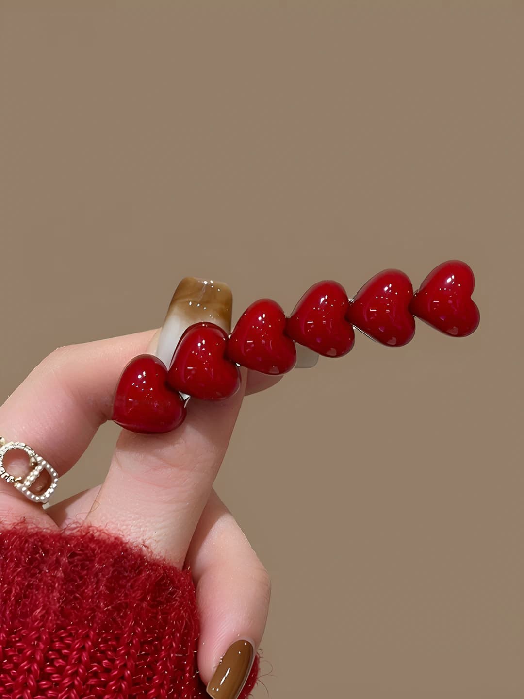Red heart clip ~7cm