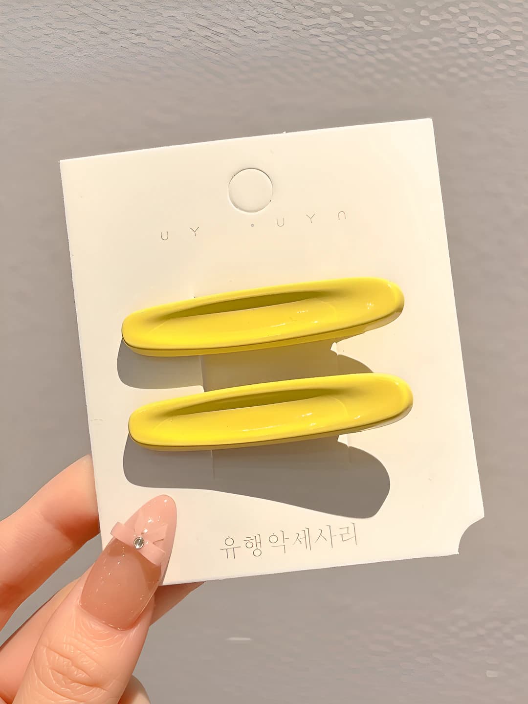5# Color oval floral hair clip Yellow Pair ~5.2cm