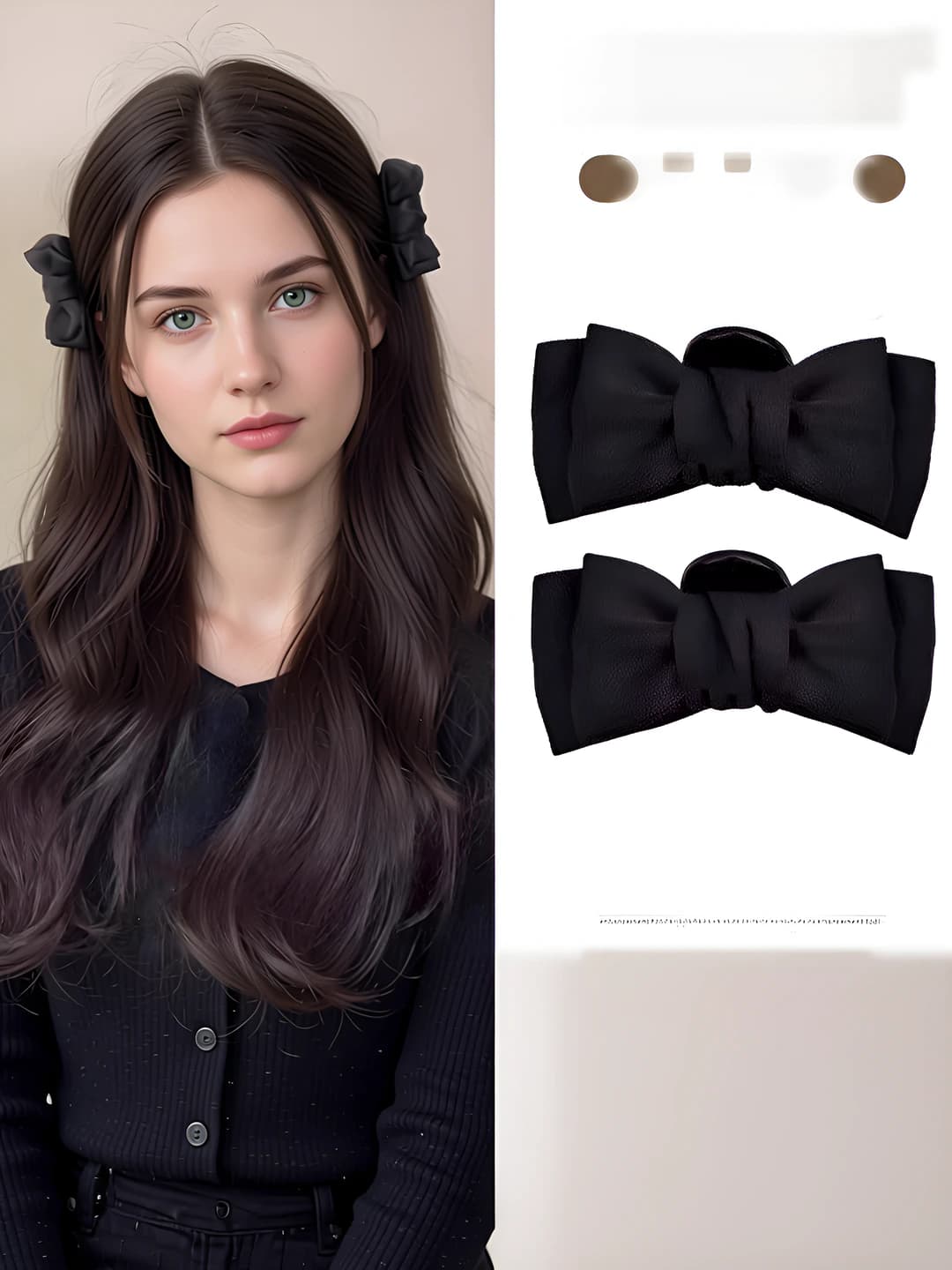 Black bow hair clips (2 pcs)