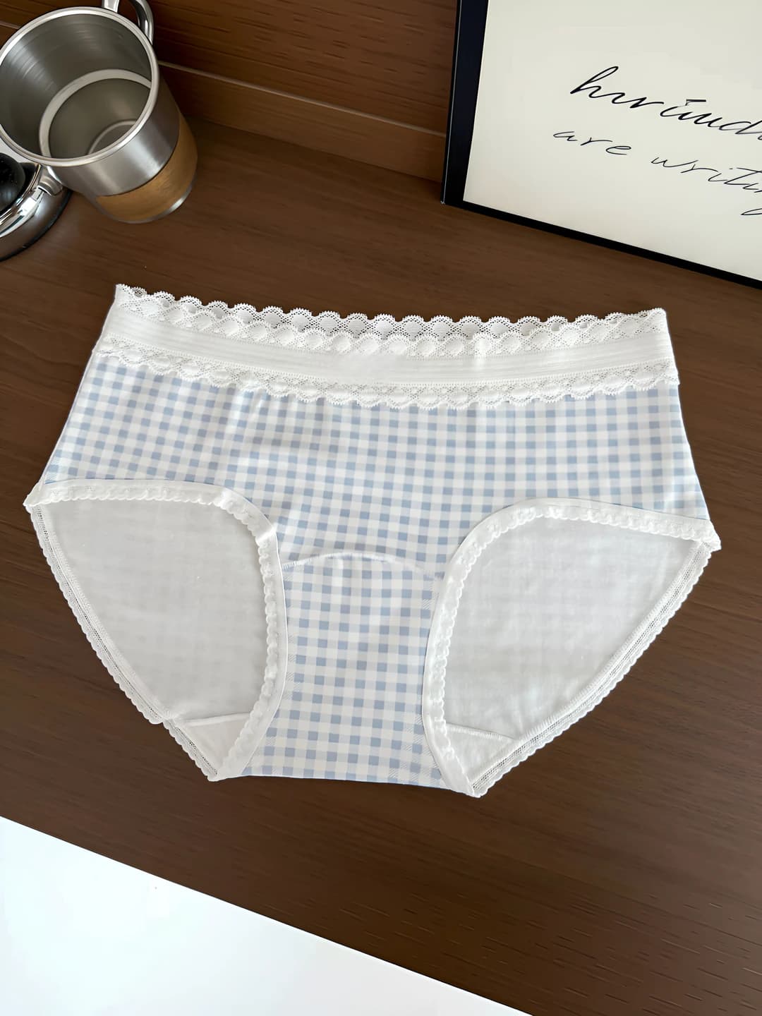 Natural white clear plaid