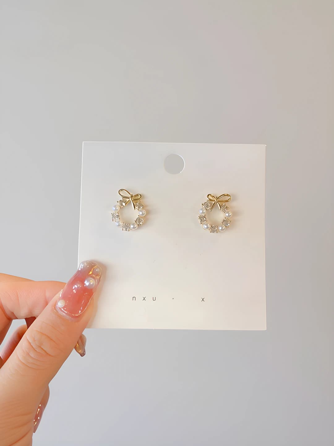1# Small bow O-shape earrings - silver post