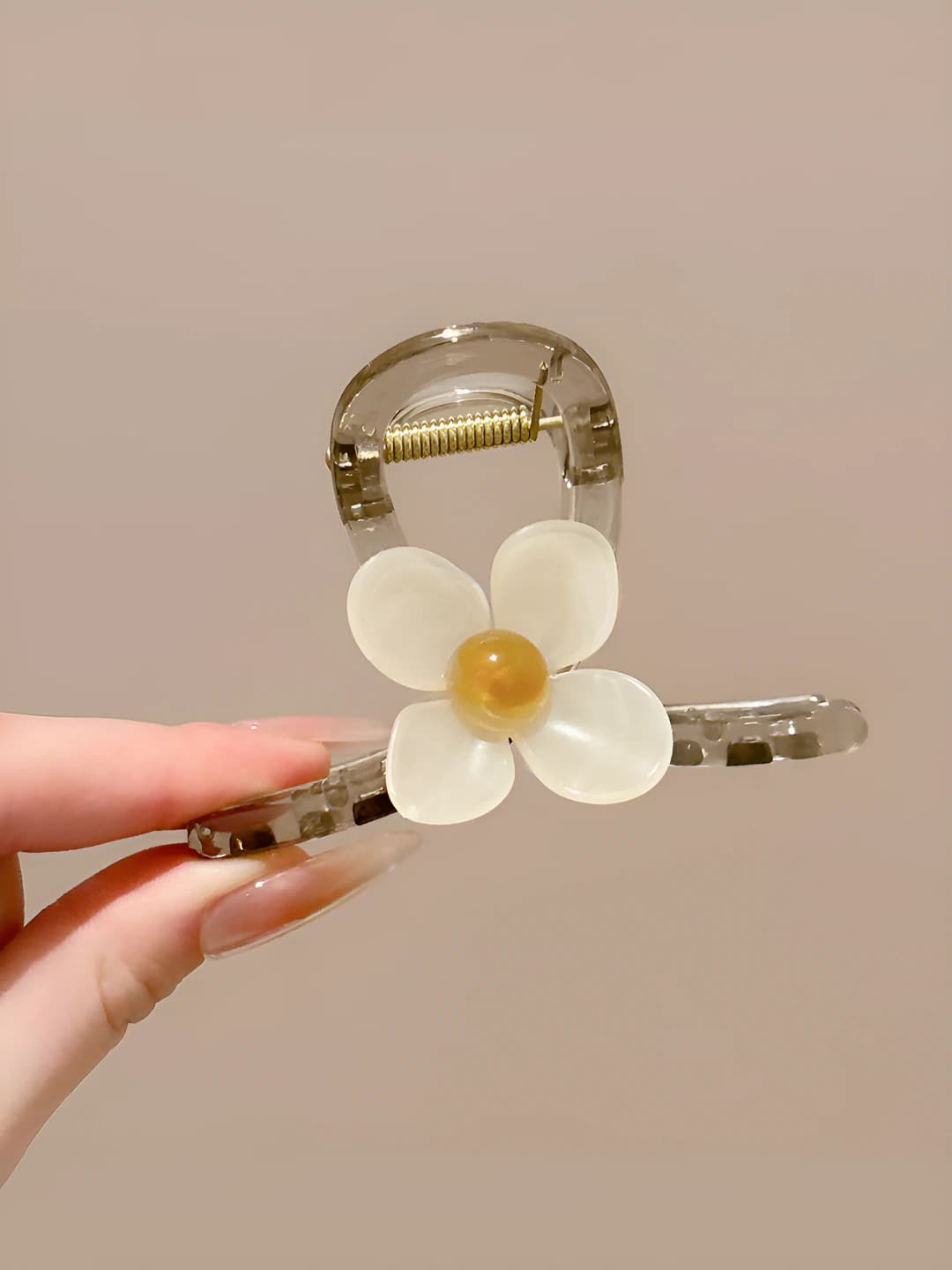1# Бежевый четырёхлепестковый цветок зажим 8cm