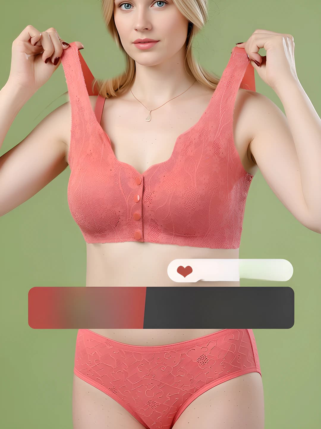Women's plus size front-closure lace bra, tank top style, seamless, sports, wireless