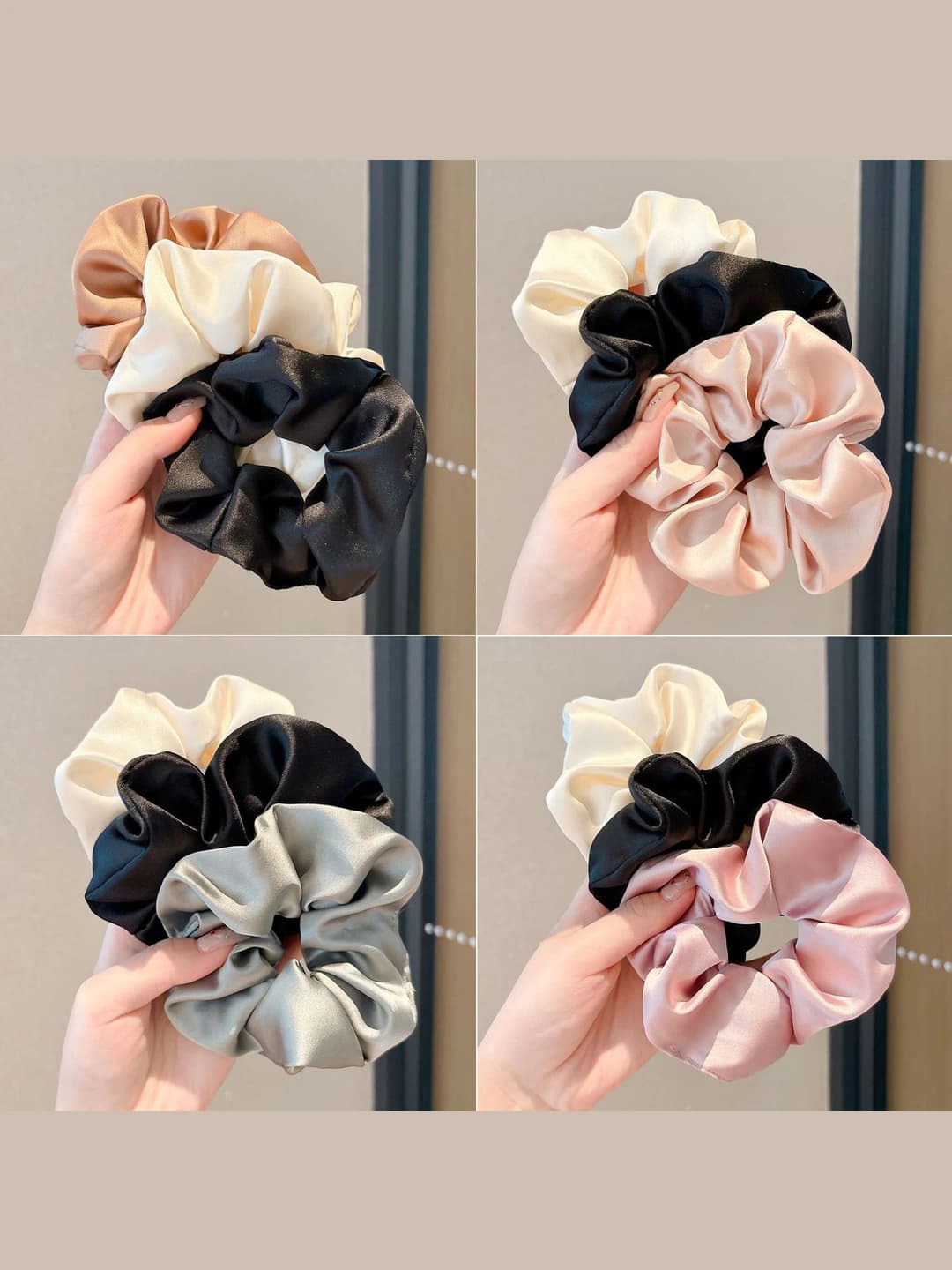 Women's satin scrunchie: solid colour, stretch, hair-friendly, for sleeping
