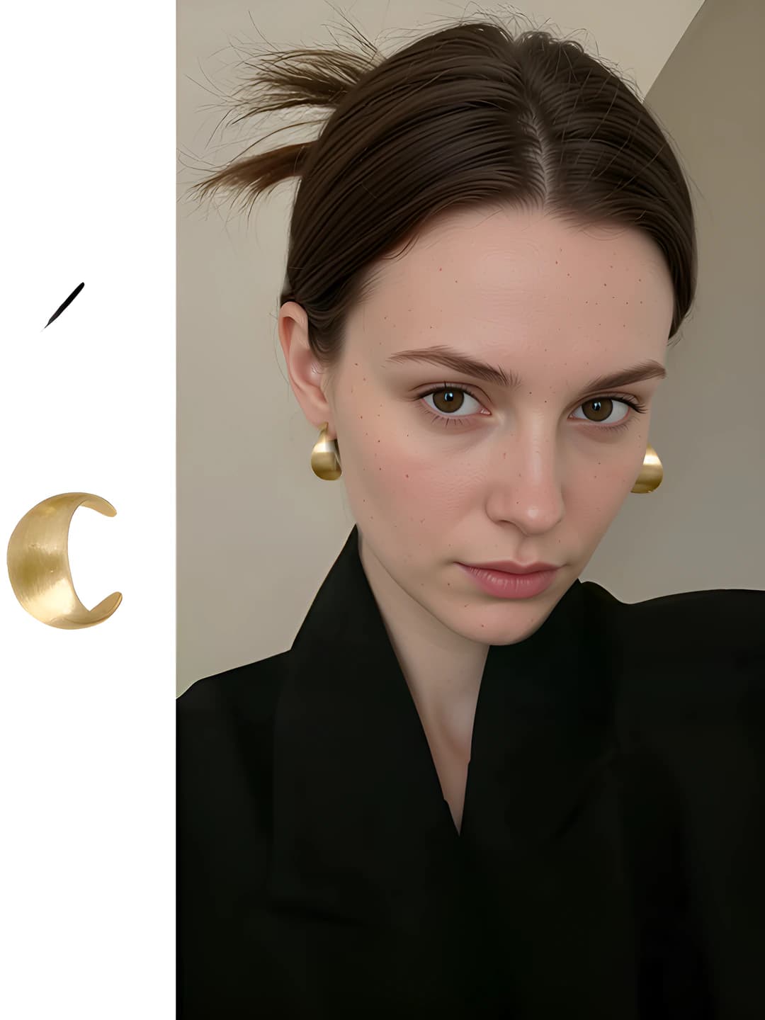 Women's silver metal earrings with matte brushed finish, geometric teardrop shape
