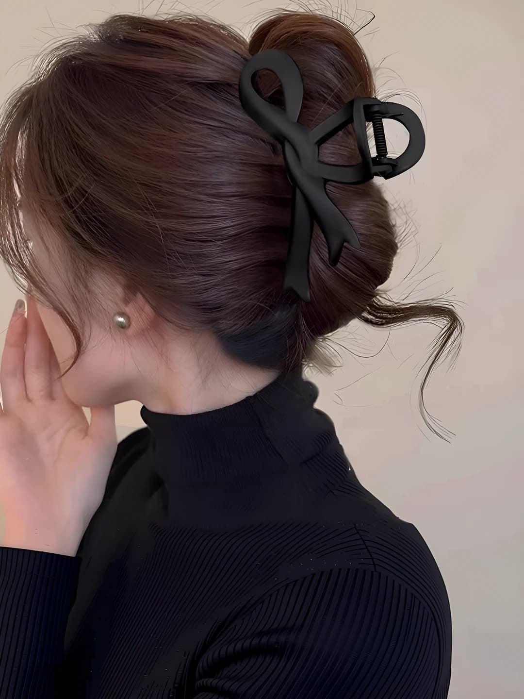 5# Matte black bow clip 11cm