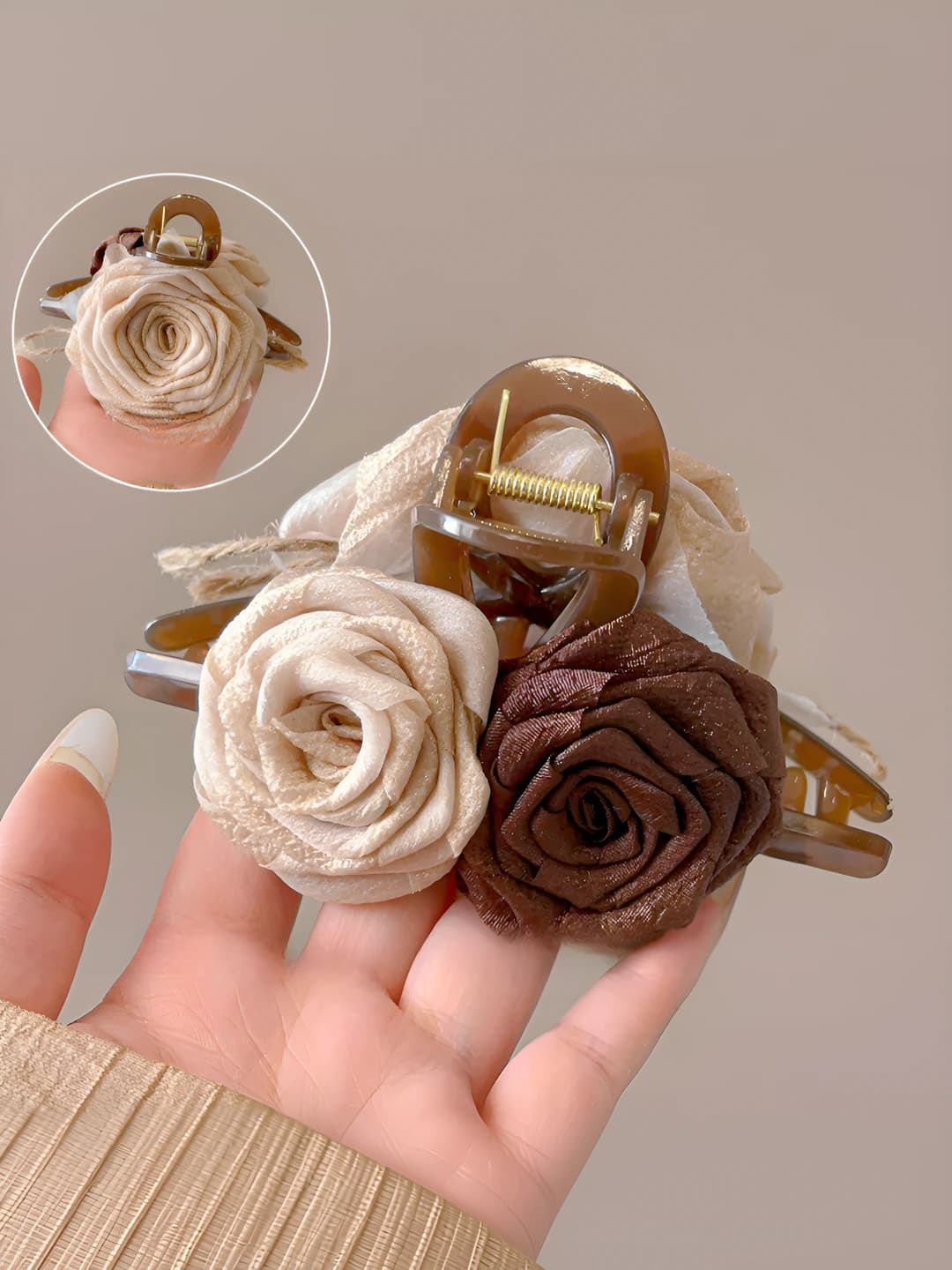 2# Молочный-кофейный сухая роза зажим 13cm