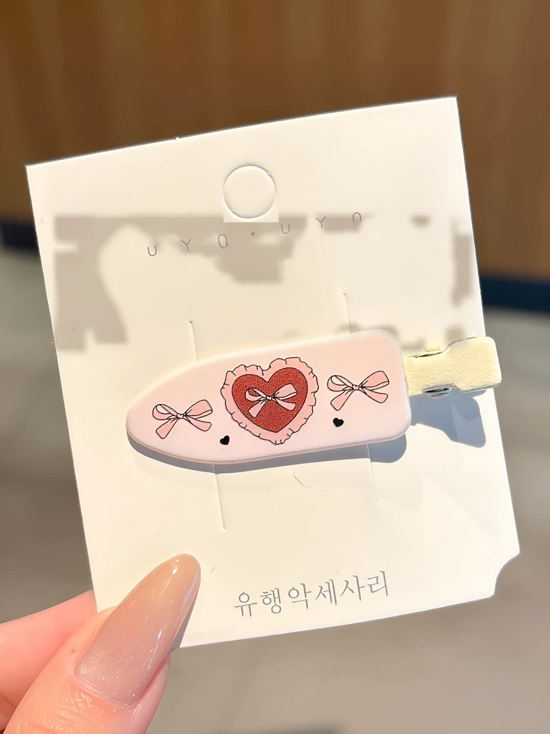 Pink heart clip, 6 cm