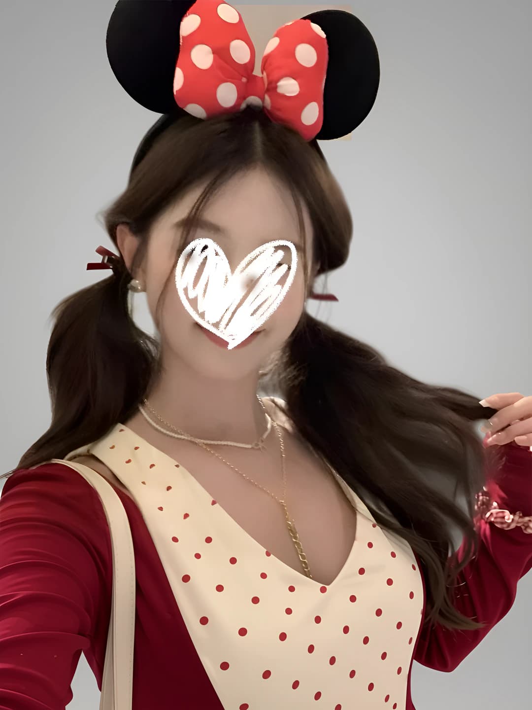 Ayollar uchun Minnie Mouse qizil to'qimchilikli bow obodok, Disney parkida suratga tushish uchun