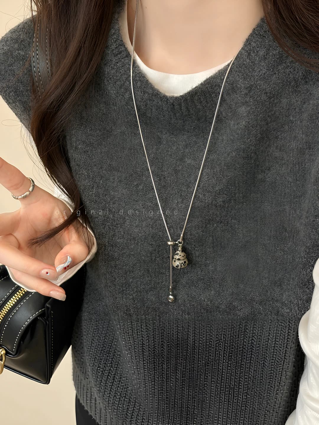 Dot Stone Gourd Necklace-Adjustable