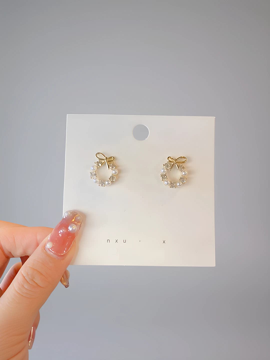 1# Small bow O-shape earrings - silver post