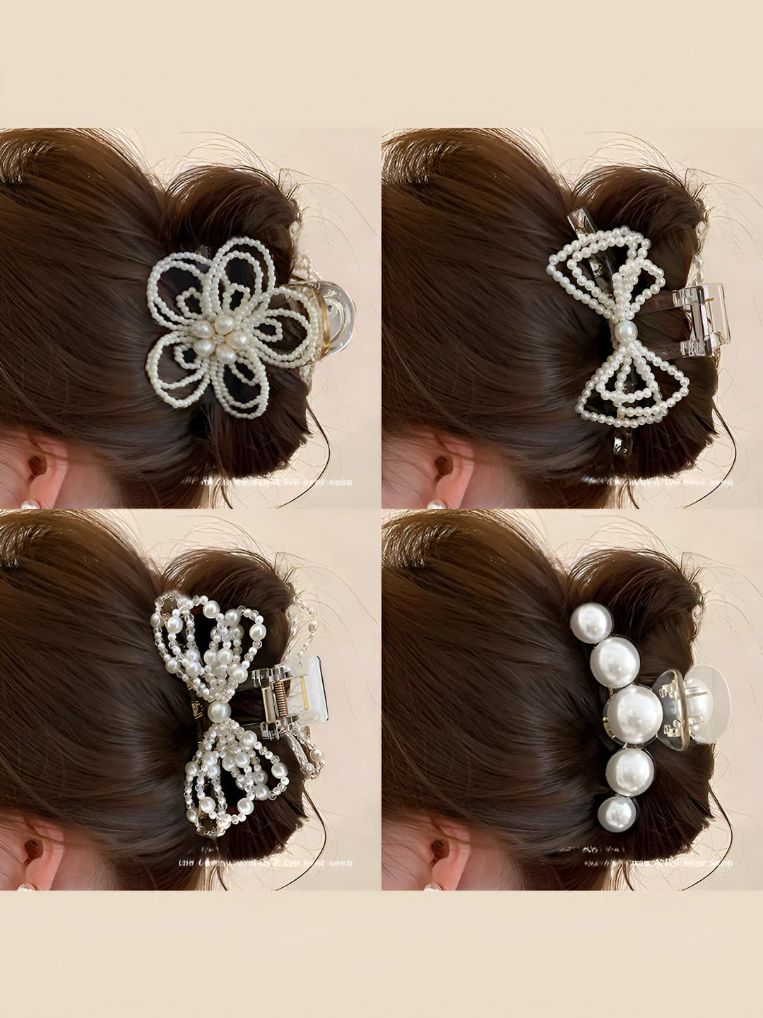 Women's pearl hair clip (shark clip)
