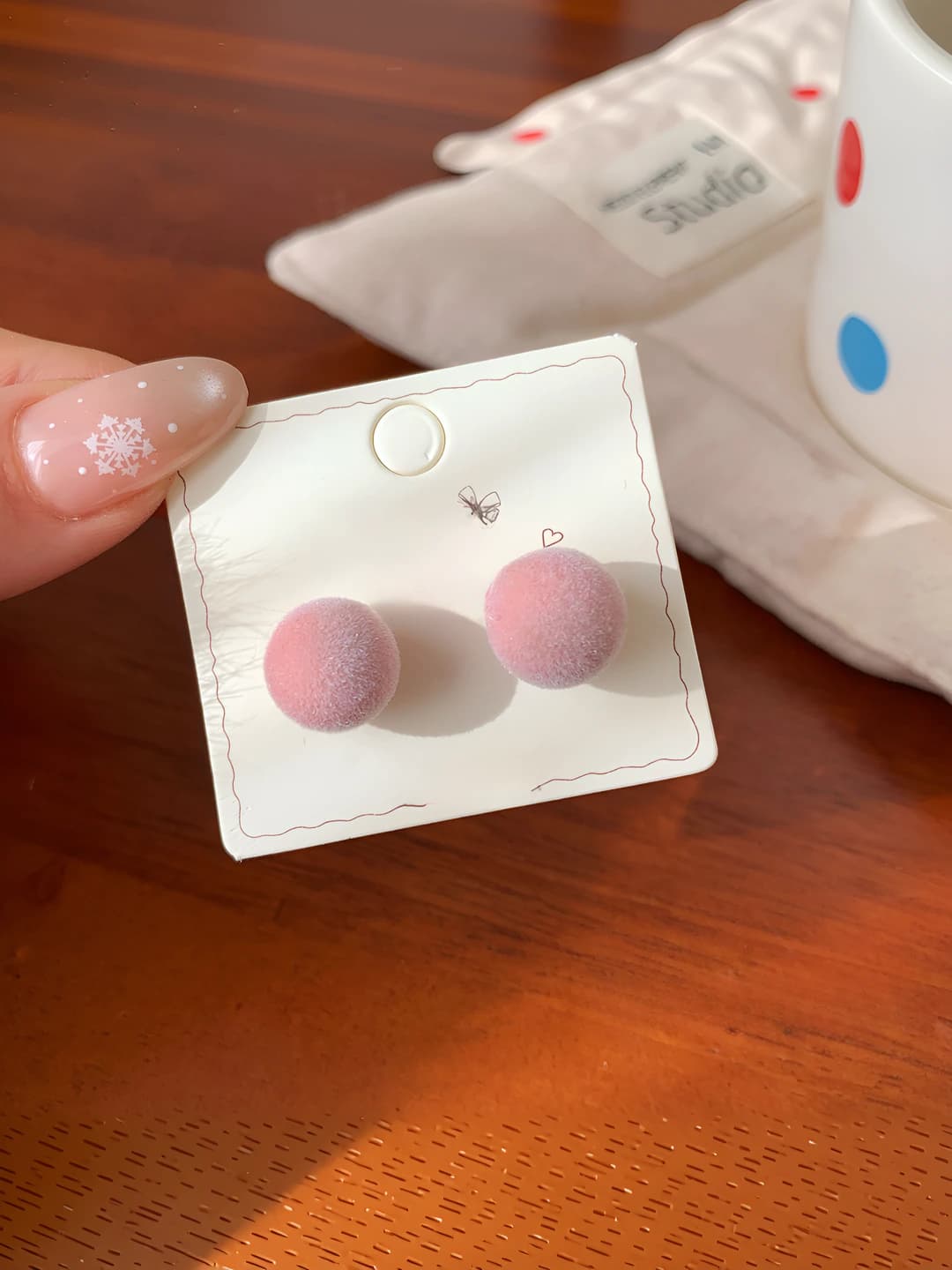 12mm light pink single pair velvet