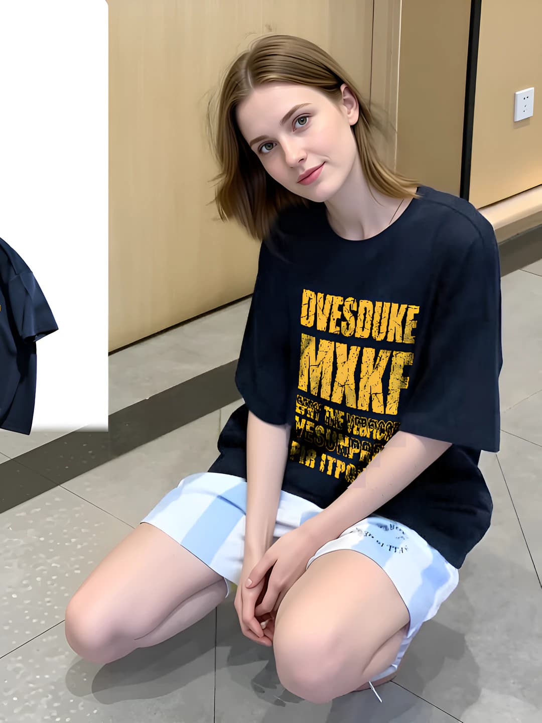 Women's summer loose fit t-shirt with crew neck, short sleeve and retro print