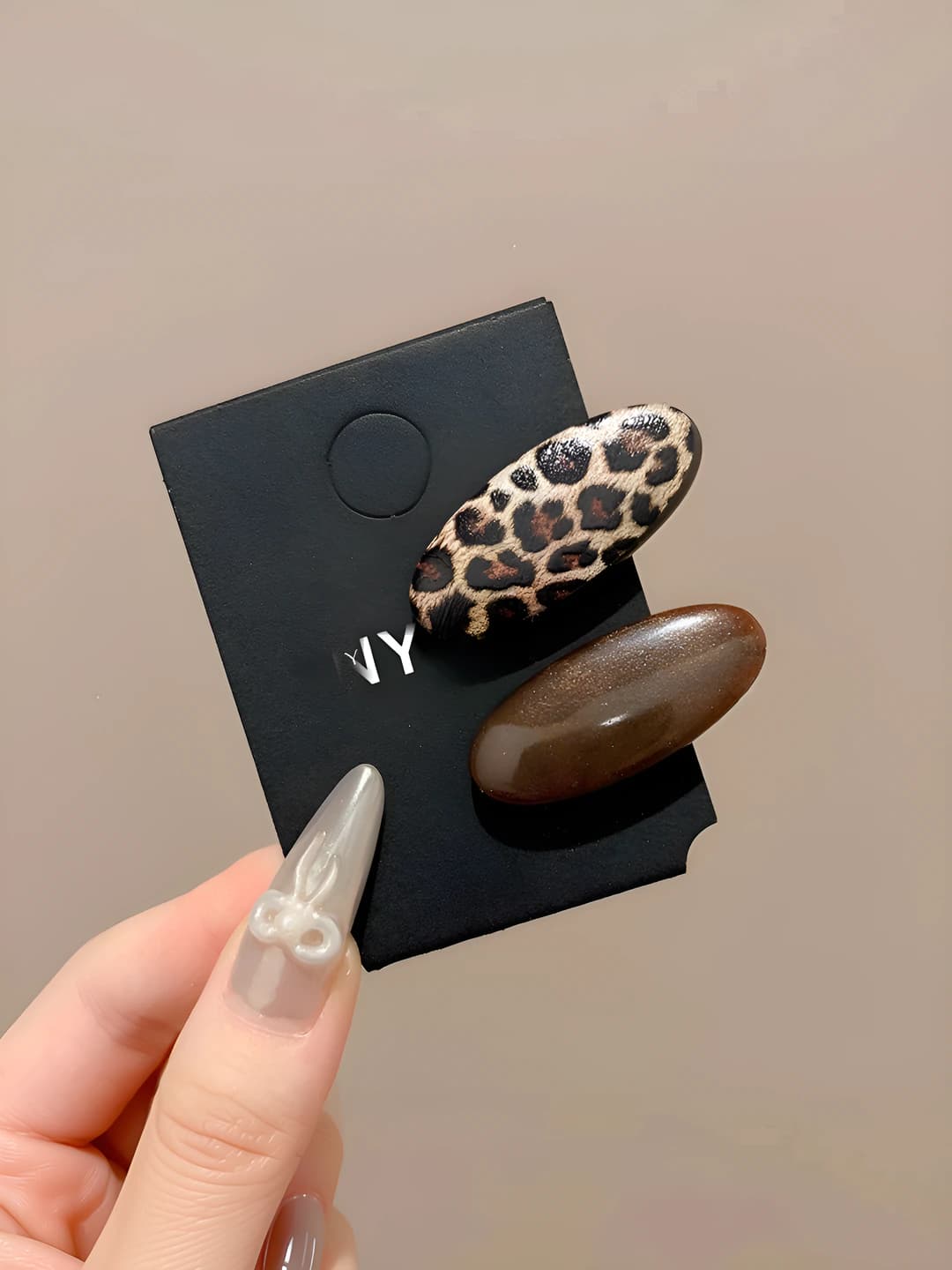 2# Kofe rangli leopard 2 to'plam - 4cm