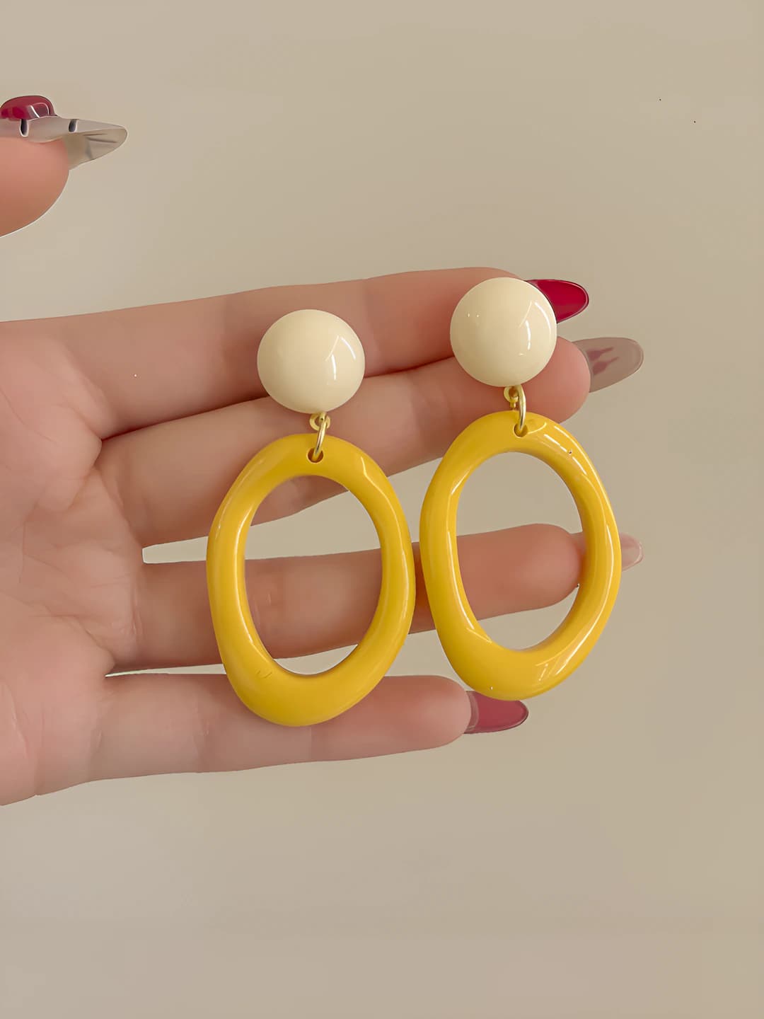 Yellow irregular cone studs - 925 silver