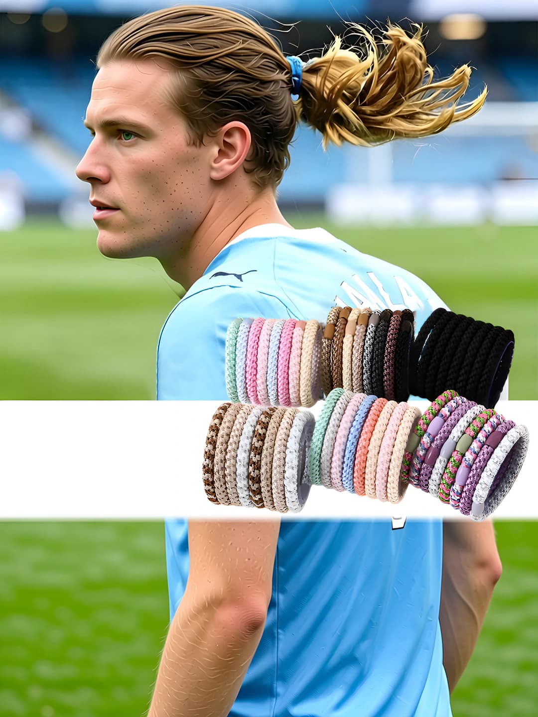 Women's braided stretch hair tie, multicolored, thick, non-damaging