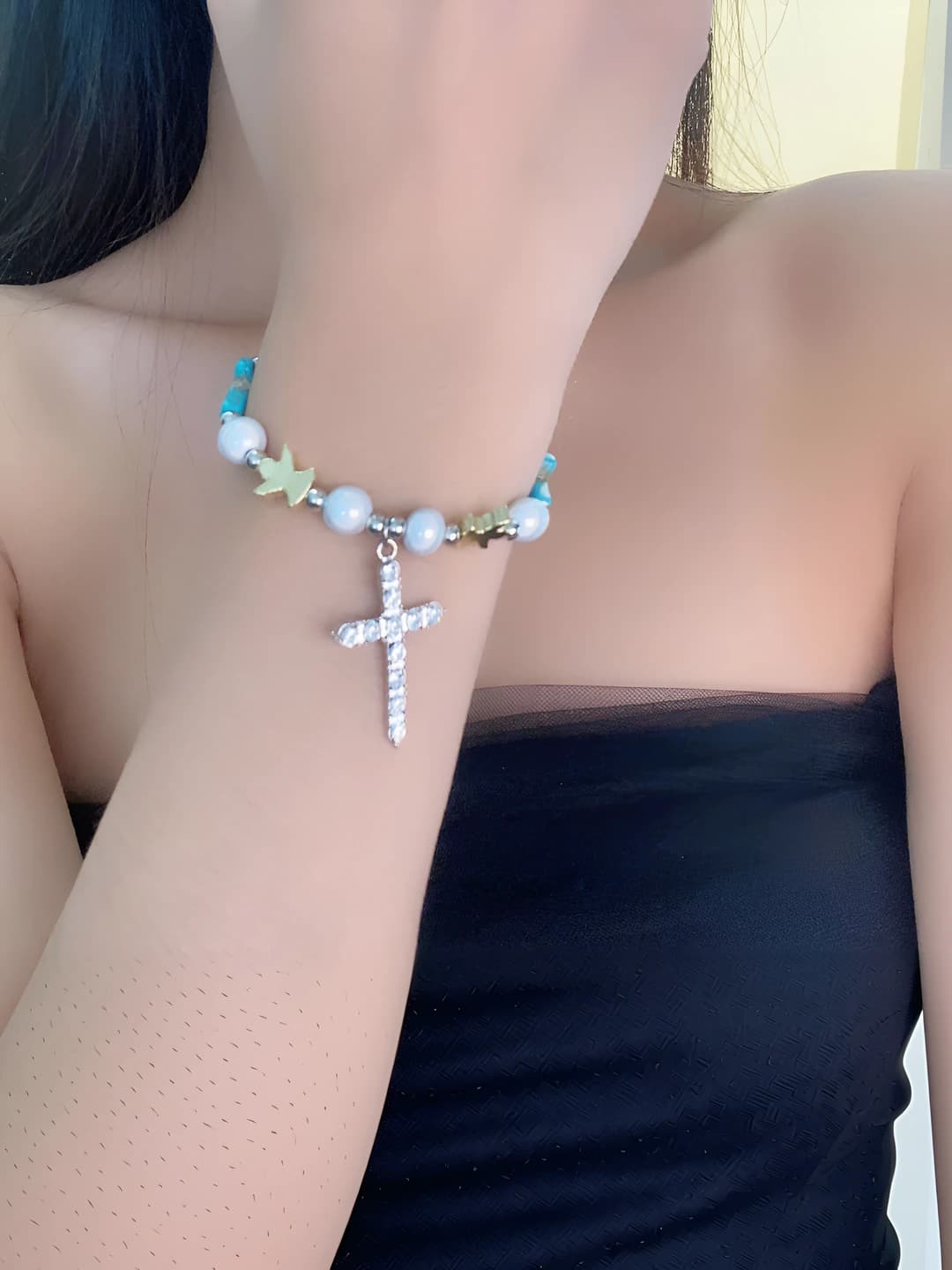 Turquoise cross bracelet