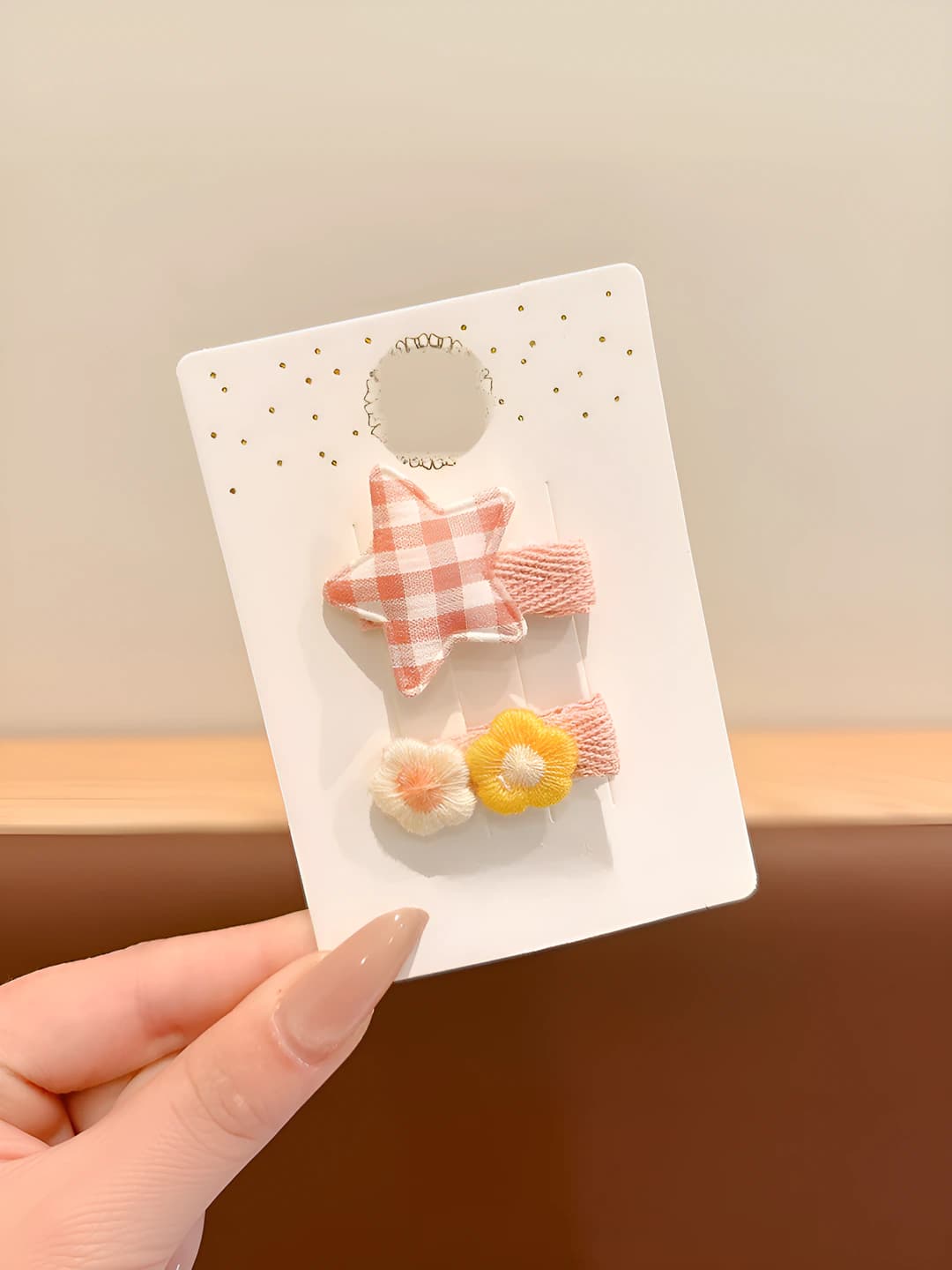 1# Small floral clip Pink 2 pcs ~3.8 cm