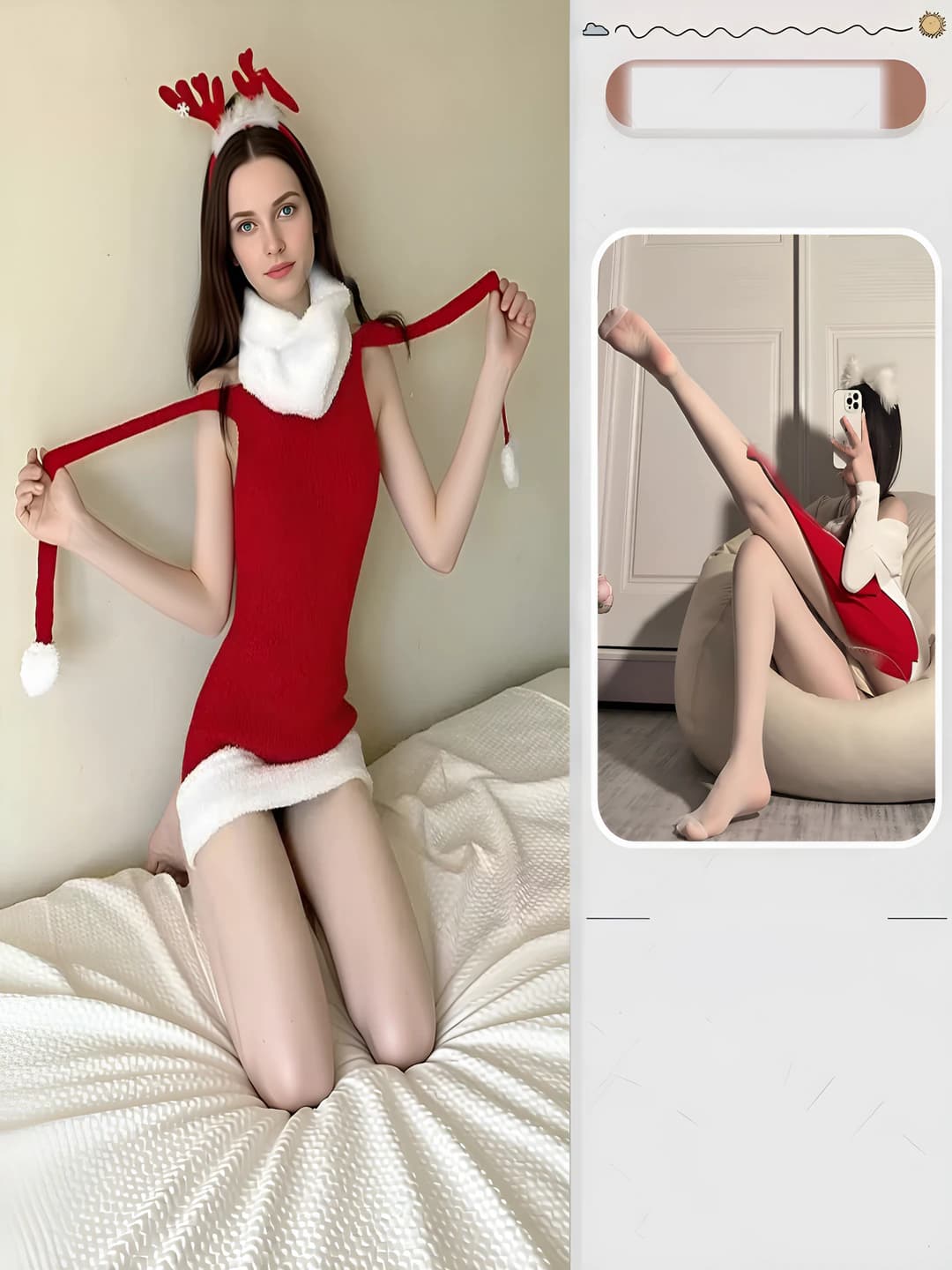 No headband + White open-toe socks
