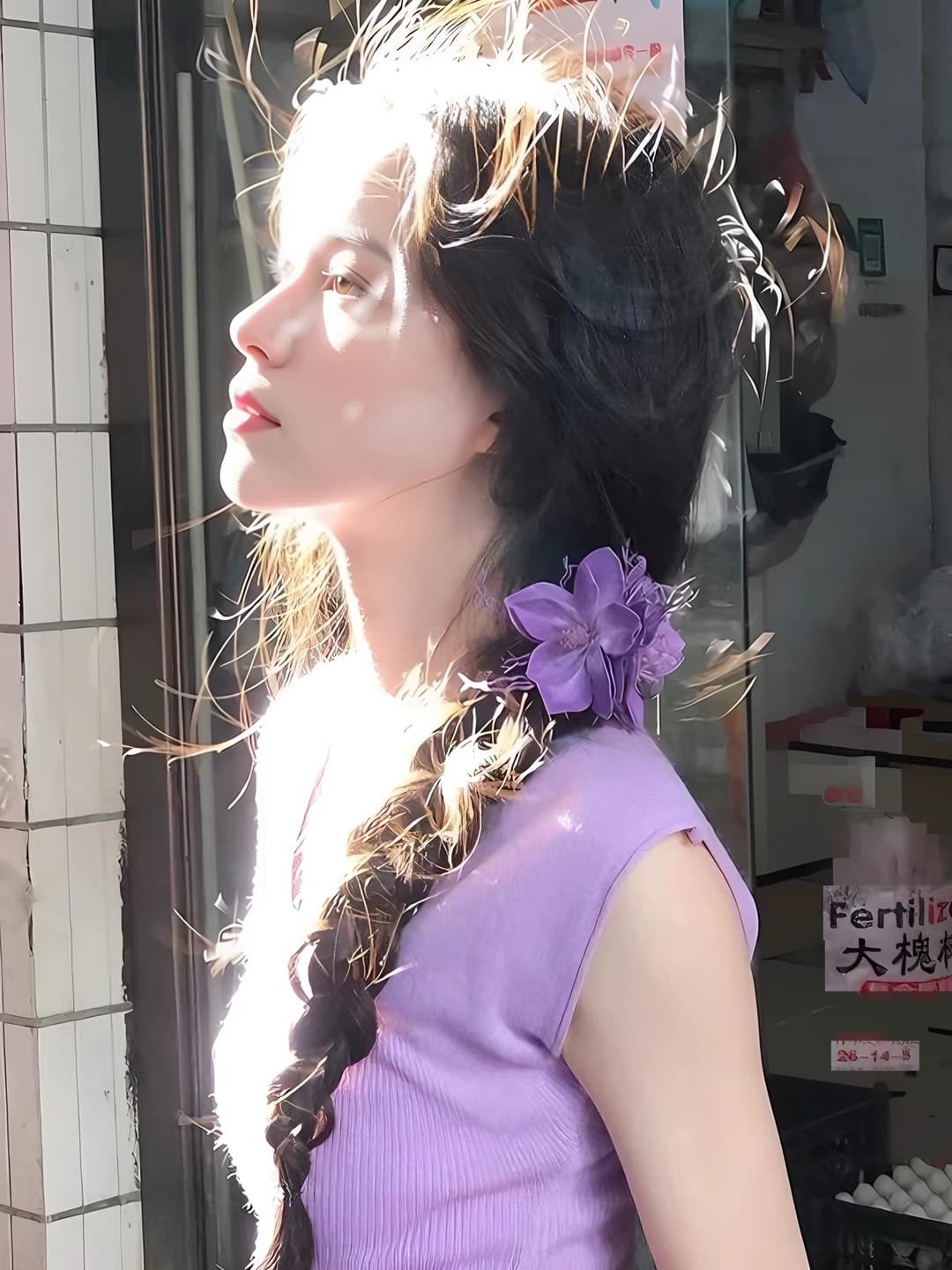 Women's hair clips and combs: purple artificial jasmine flower, side hair clip, forest style headwear