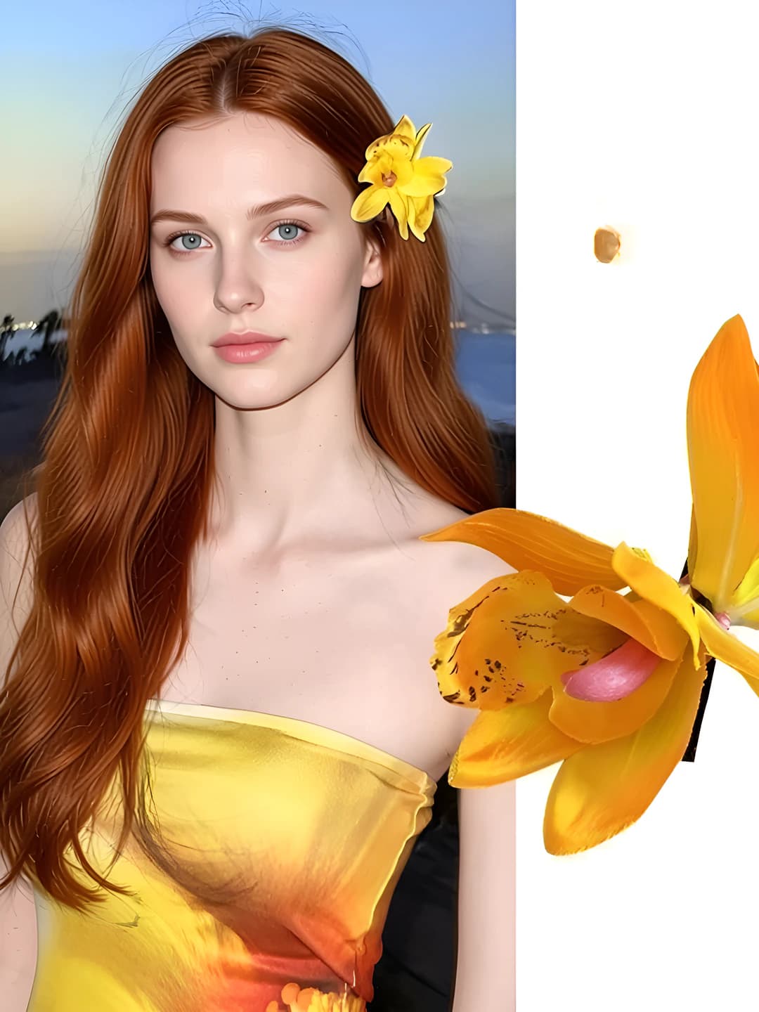 1# Double flower - yellow hair clip