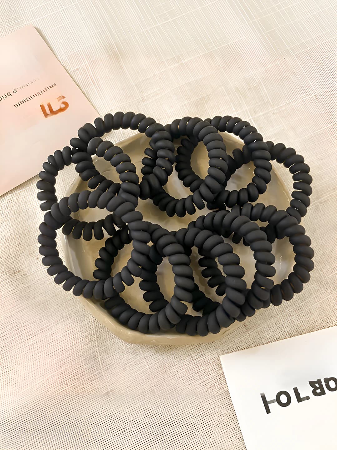 Large matte thick cord hair ties - 10 pcs